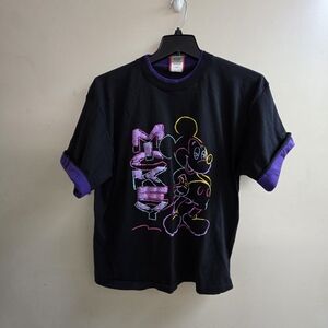 Vintage Disney Designs Black Purple Mickey Mouse Tshirt OSFA